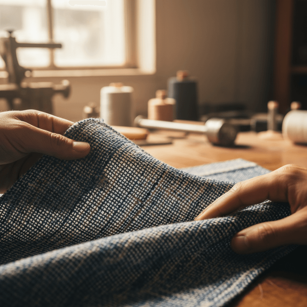 Pool liner material being inspected for quality