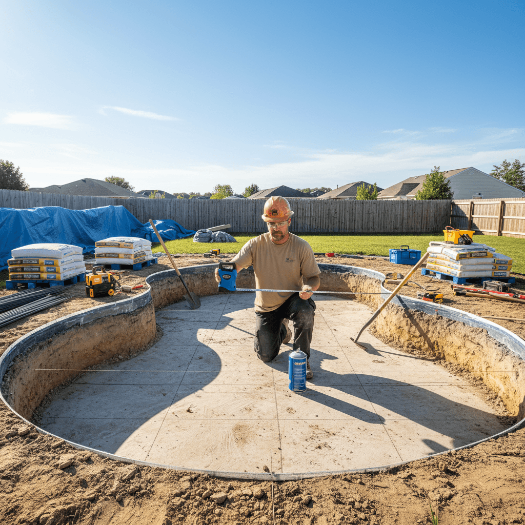 Pool construction in progress